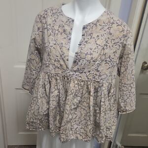 Magnolia Pearl Block Print Baby Doll Top